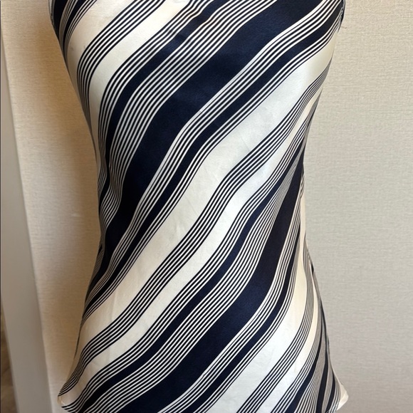Intimissimi Diagonal Striped Silk Camisole in Navy and White - Picture 4 of 4